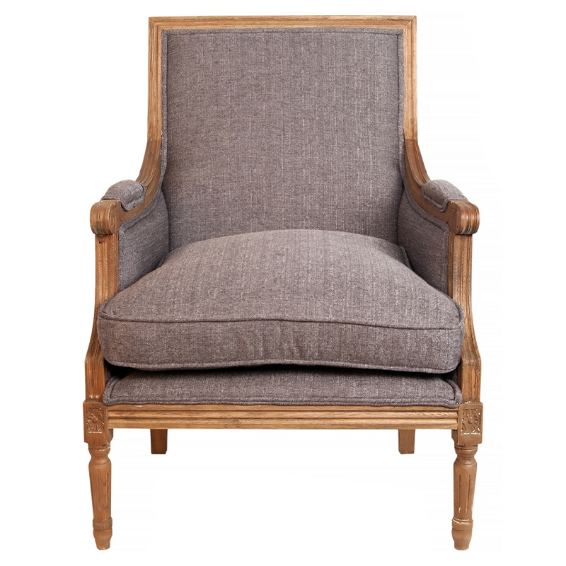 Кресло William Classical Armchair grey flax Серый Коричневый в Омске | Loft Concept 