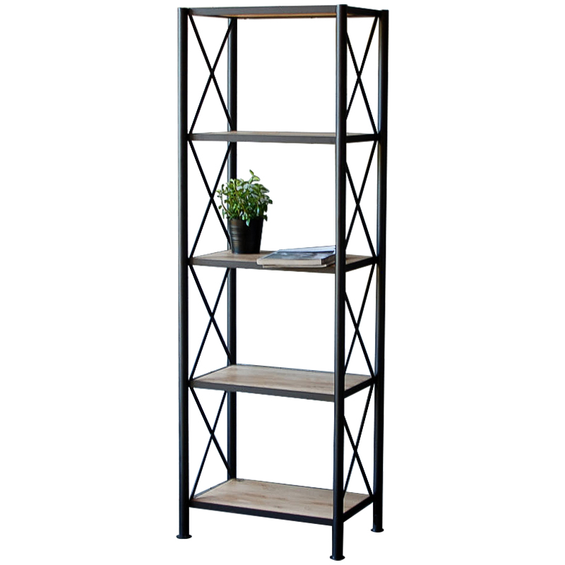 Стеллаж Pheobe Industrial Metal Rust Rack Черный Древесина в Омске | Loft Concept 