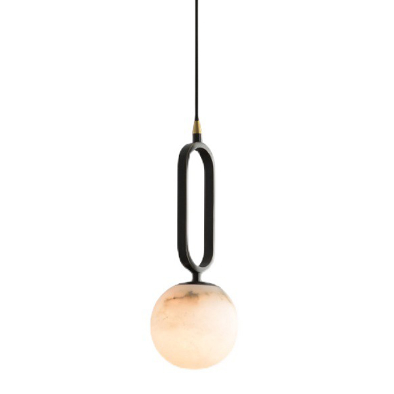 Подвесной светильник Reine Marble Hanging Lamp Черный Белый Мрамор Bianco Латунь в Омске | Loft Concept 