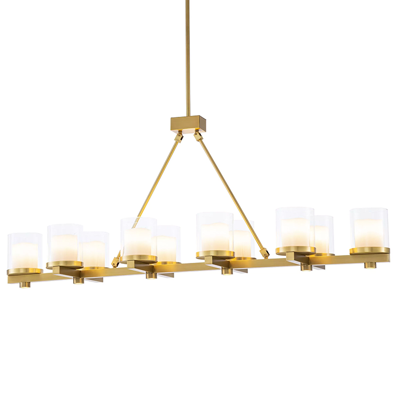 Люстра Eichholtz Chandelier Donovan Brass Латунь Белый Прозрачное Стекло в Омске | Loft Concept 