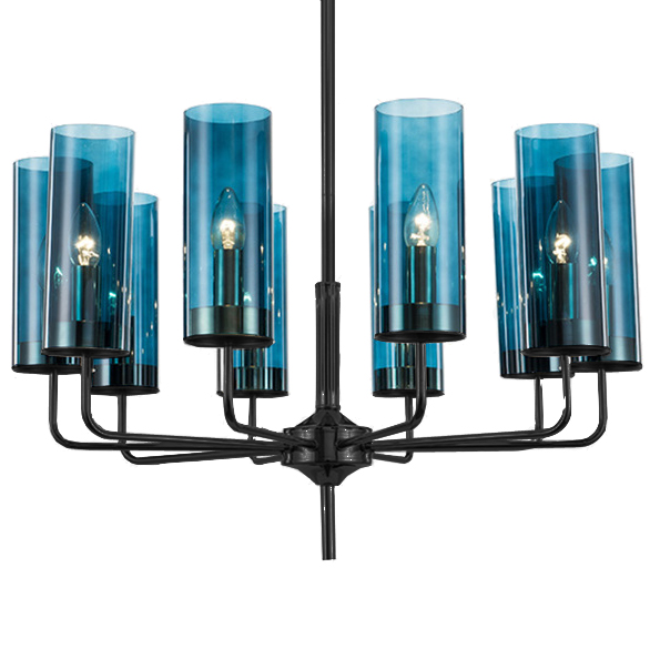 Люстра Black & Blue Glass Tube Chandelier 10 Графитовый Сапфир (Sapphire) в Омске | Loft Concept 