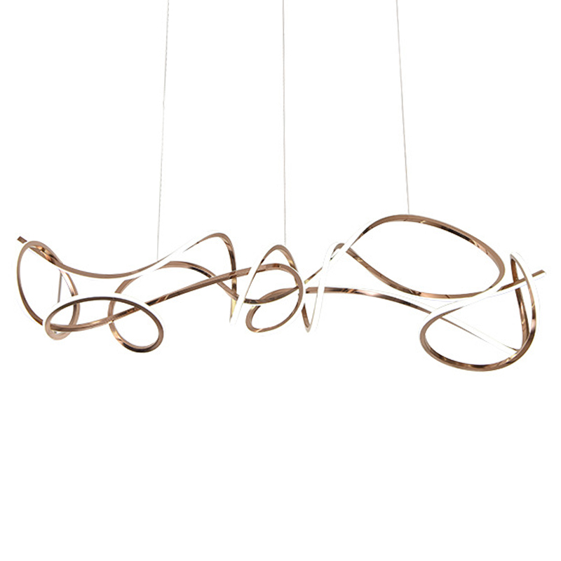 Светодиодная люстра Curly Ribbon Light Глянцевое золото в Омске | Loft Concept 