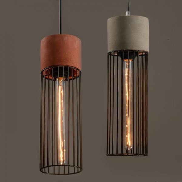 Подвесной светильник Cement Droplight Pendant Light cylinder Серый Красный Черный в Омске | Loft Concept 