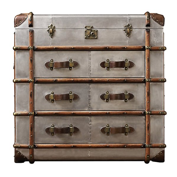 Комод в стиле Лофт RH Richards Polished Aluminum Trunks Chest Алюминий Коричневый винтаж в Омске | Loft Concept 