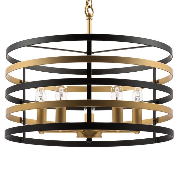 Люстра Gold Stripes Chandelier 5 Черный Золотой в Омске | Loft Concept 