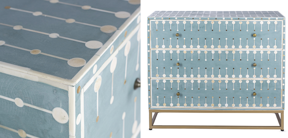 Комод голубой кость BONE INLAY 3 DRAWER Комод голубой кость BONE INLAY 3 DRAWER - Loft-Concept в Омске