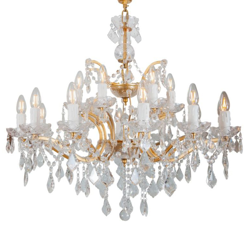 Люстра 19th c. Rococo IRON & CLEAR CRYSTAL GOLD Chandelier 18 Золотой Прозрачное Стекло в Омске | Loft Concept 