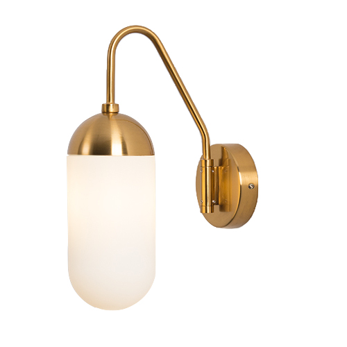 Бра Pelle Sconce short Gooseneck Clear Shade Латунь Белый в Омске | Loft Concept 