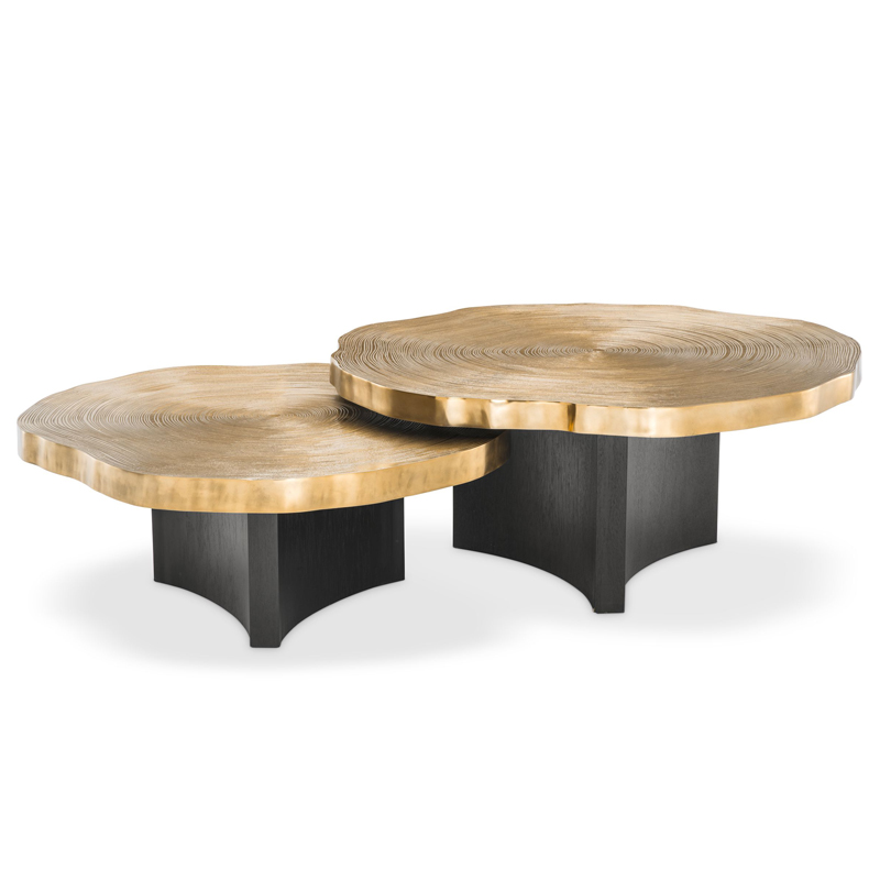 Комплект кофейных столов Eichholtz Coffee Table Thousand Oaks set of 2 Черный Латунь в Омске | Loft Concept 