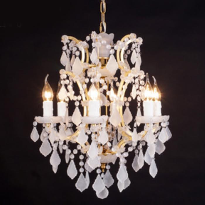 Люстра RH Rococo Iron & white matt Crystal Chandelier 6 Белый Золотой в Омске | Loft Concept 