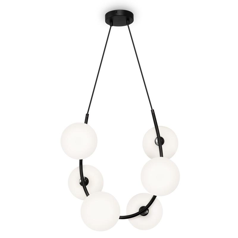 Люстра Marcan 6 Ball Chandelier Black Черный Белый в Омске | Loft Concept 