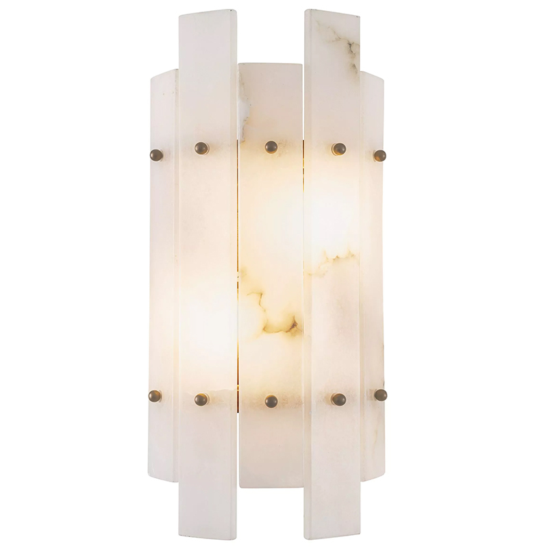 Бра Eichholtz Wall Lamp Caprera Alabaster Белый Мрамор Bianco Бежевый Латунь в Омске | Loft Concept 