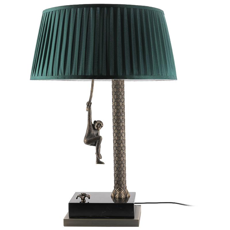 Настольная лампа Джунгли Table Lamp Jungle Emerald Латунь Античная полированная Черный Мрамор Nero Изумрудный в Омске | Loft Concept 