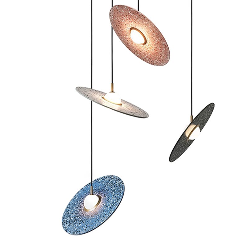 Подвесной светильник Stone Disc Haning Pendant Серый Синий Черный Розовый (Rose) в Омске | Loft Concept 