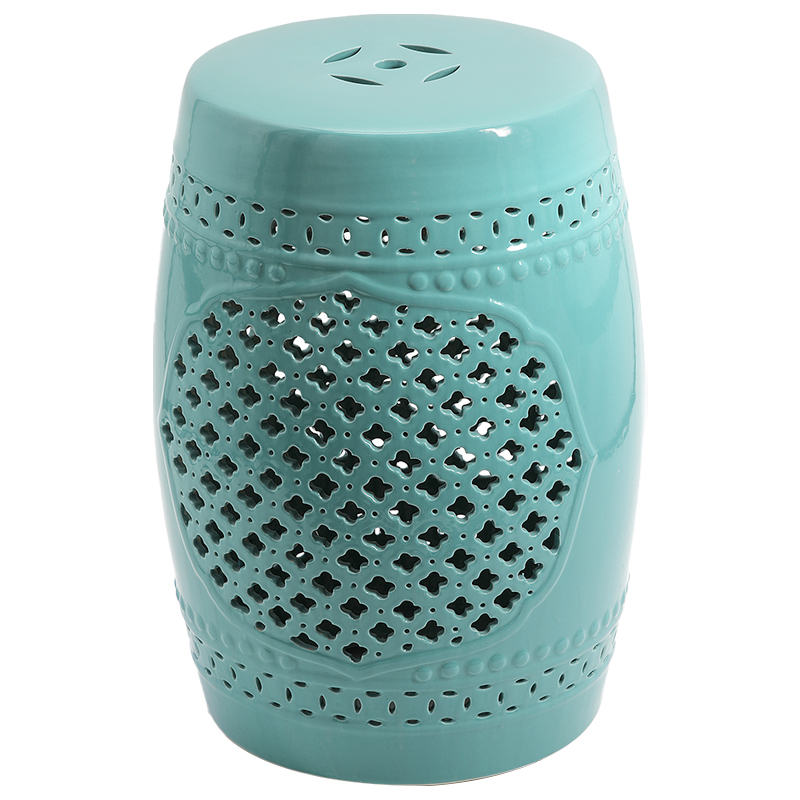 Керамический табурет Quatrefoil Garden Stool - Turquoise Бирюзовый в Омске | Loft Concept 