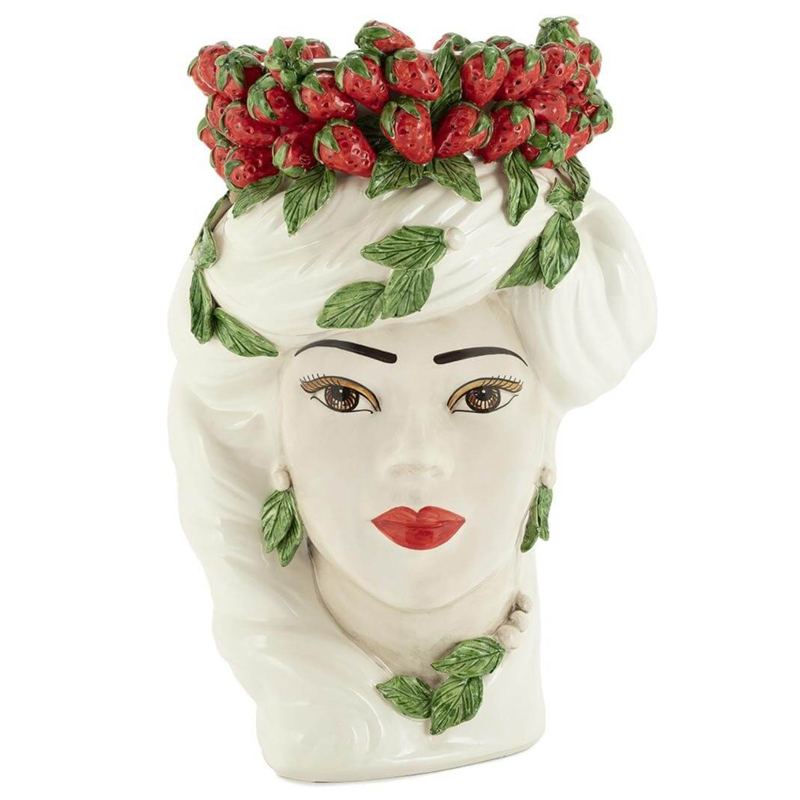 Ваза VASE STRAWBERRIES HEAD LADY BIG White Красный Белый в Омске | Loft Concept 