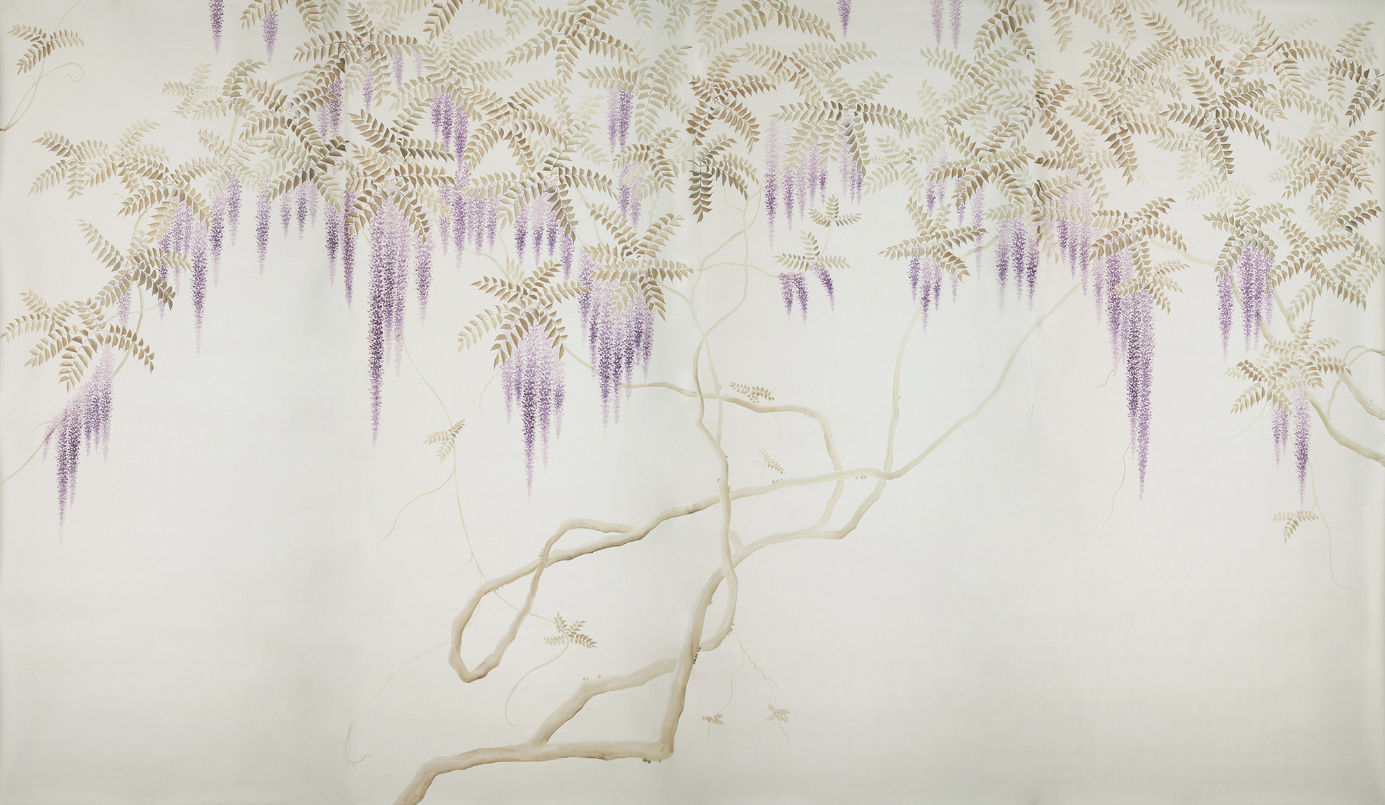 Обои в японском стиле Wisteria Colourway SC-247 on Natural Mica metallic silk Обои в японском стиле Wisteria Colourway SC-247 on Natural Mica metallic silk - постер Loft-Concept в Омске