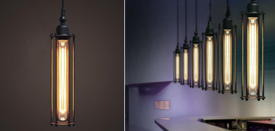 Подвесной светильник Loft Industrial Edison Cage Vetrical Momo Подвесной светильник Loft Industrial Edison Cage Vetrical Momo - Loft-Concept в Омске