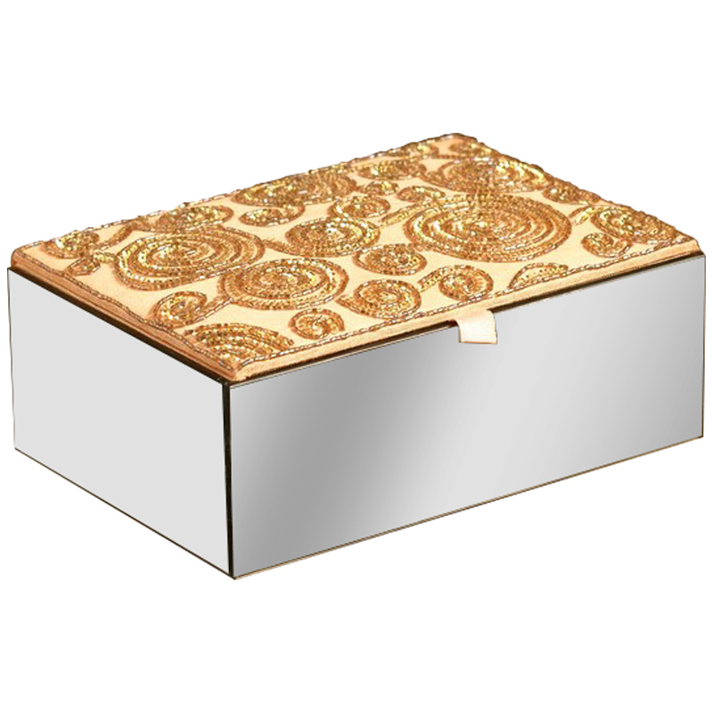 Шкатулка с вышивкой из бисера Spiral Ornament Beads Embroidery Mirror Box Золотой Зеркало Шкатулка с вышивкой из бисера Spiral Ornament Beads Embroidery Mirror Box Золотой Зеркало в Омске | Loft Concept
