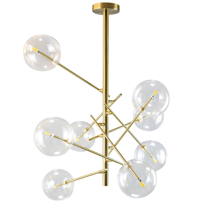 Люстра Gallotti & Radice Bolle Рanging Lamp 8 плафонов Золотой Прозрачный (Transparent) в Омске | Loft Concept 