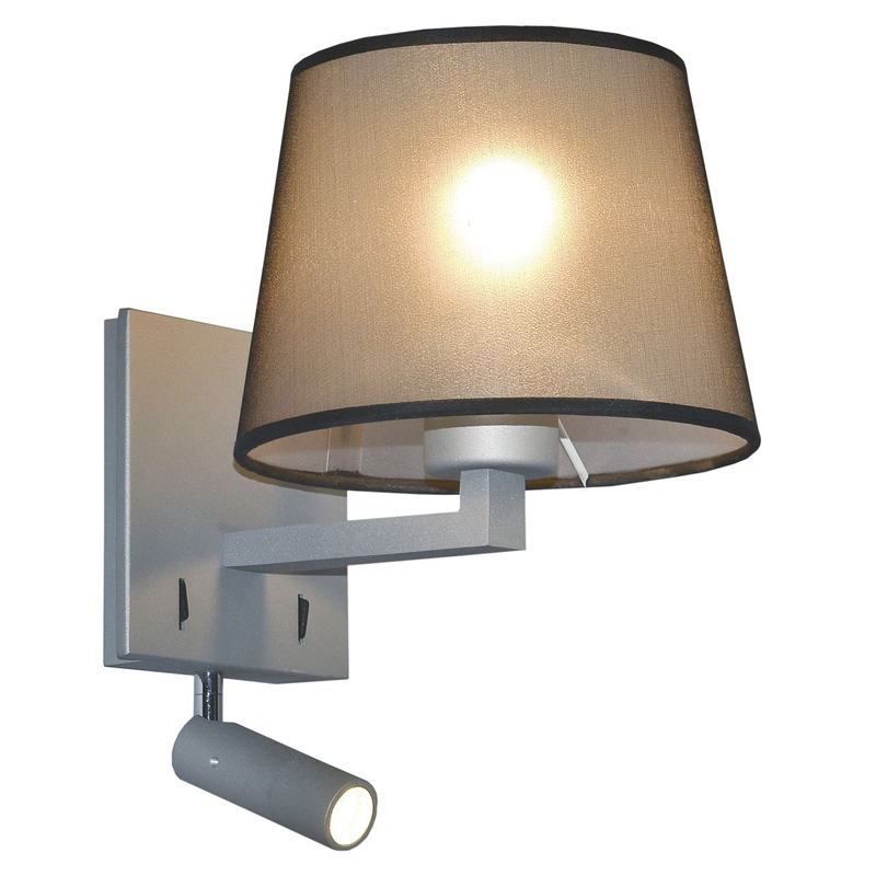 Бра с абажуром и поворотным спотом Trumpet Lamp Grey Серый в Омске | Loft Concept 