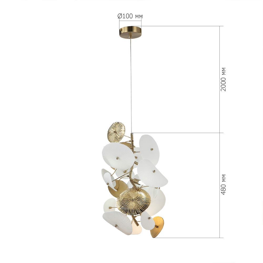 Подвесной светильник с белыми и золотистыми цветами Dahlia Flowers Lamp в Омске