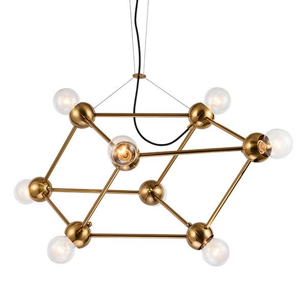 Люстра Molecule Gold Chandelier Золотой в Омске | Loft Concept 