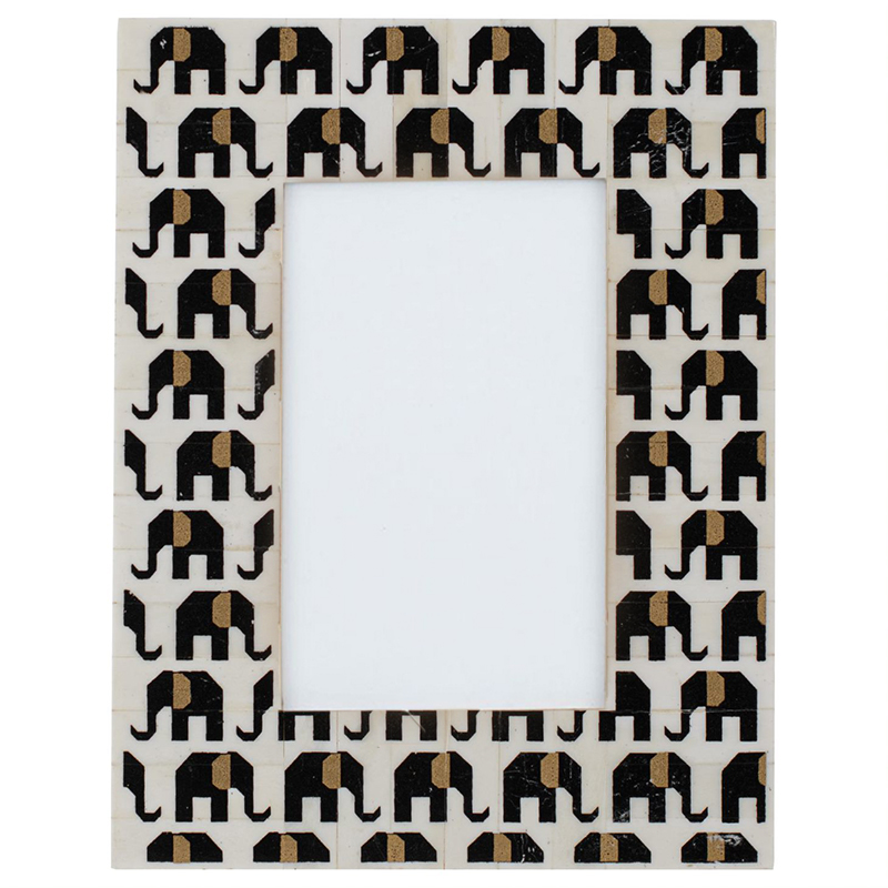 Фоторамка кость Indian Elephants Bone Inlay photo frame Черно-белый в Омске | Loft Concept 