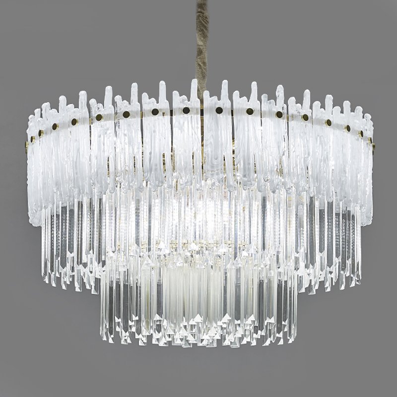 Люстра Murano Glass ICE Chandelier Золотой Белый Прозрачное Стекло в Омске | Loft Concept 