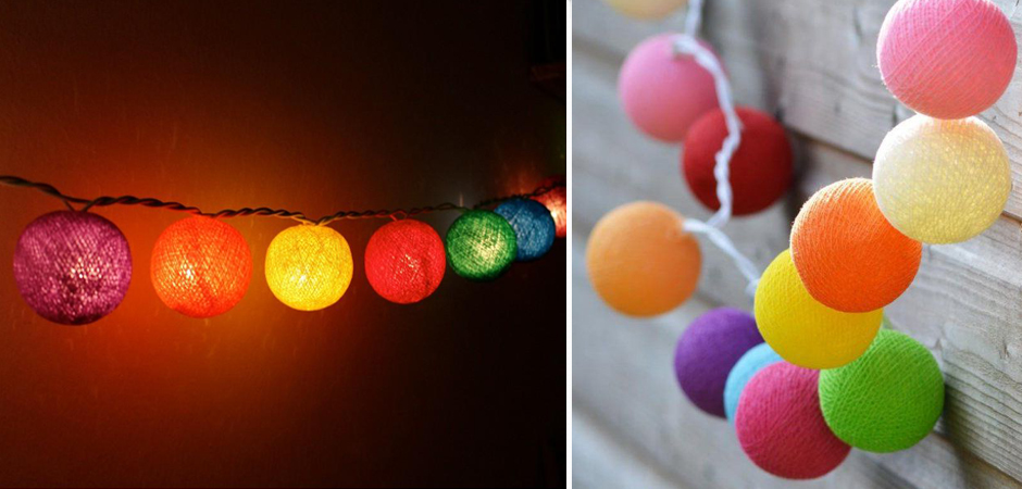 Гирлянда хлопковые фонарики Сotton Ball Rainbow - Loft-Concept в Омске