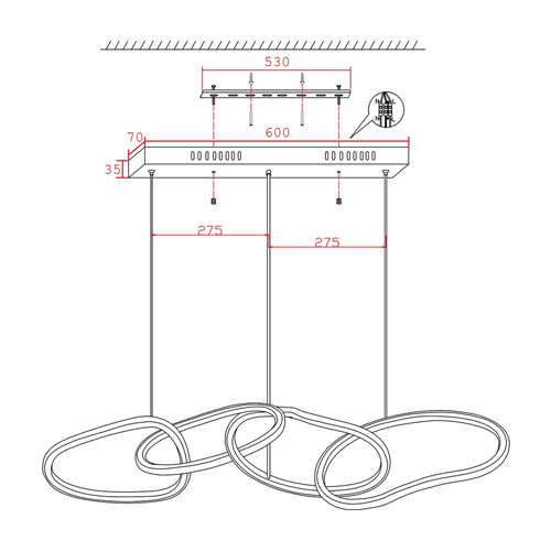 Люстра подвесная с 4-мя асимметричными кольцами золотого цвета Ring Horizontal Люстра подвесная с 4-мя асимметричными кольцами золотого цвета Ring Horizontal в Омске