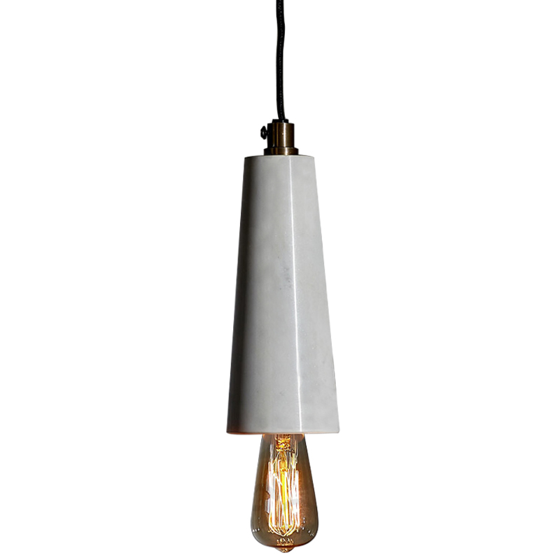 Подвесной светильник Shaw Cone Marble Hanging Lamp Черный Белый Мрамор Bianco в Омске | Loft Concept 