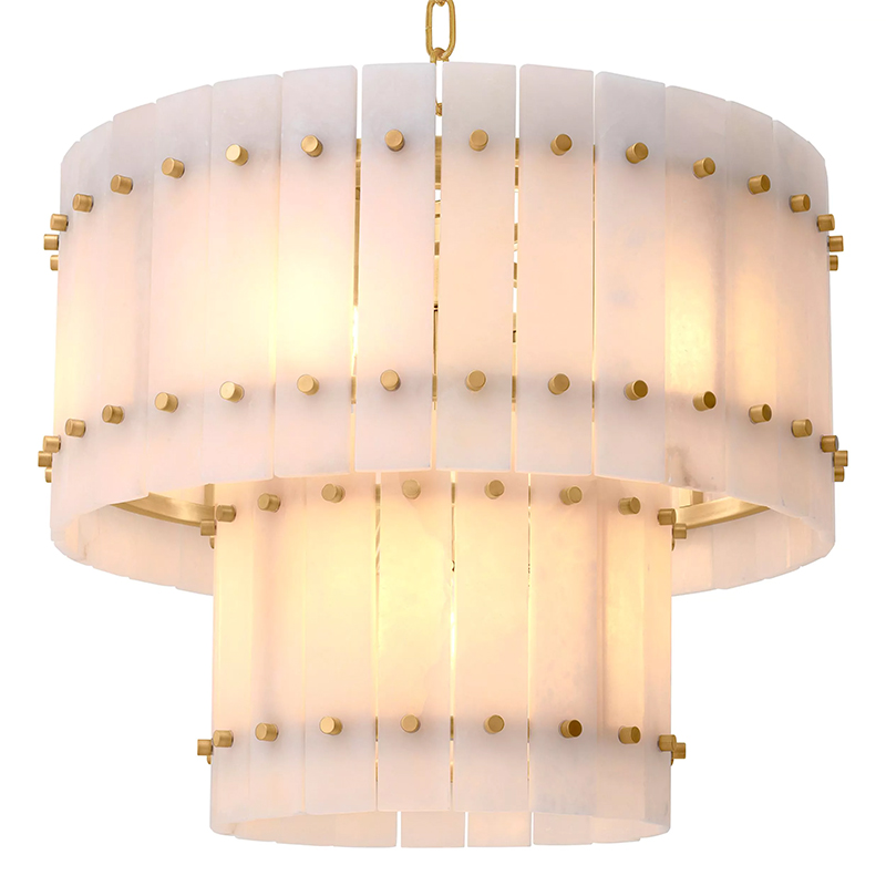 Люстра Eichholtz Chandelier Ruby S Alabaster Латунь Бежевый Белый Мрамор Bianco в Омске | Loft Concept 