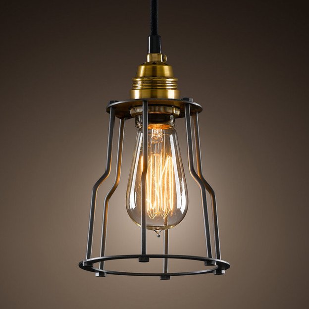 Подвесной светильник Loft Industrial Cage Filament Pendant Бронза Черный в Омске | Loft Concept 