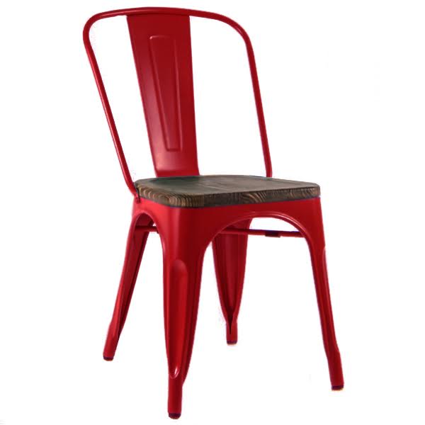 Кухонный стул Tolix Chair Wood Red Красный Красный Коричневый в Омске | Loft Concept 