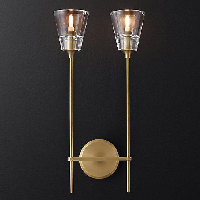 Бра RH Torche De Verre Double wall lamp Латунь в Омске | Loft Concept 