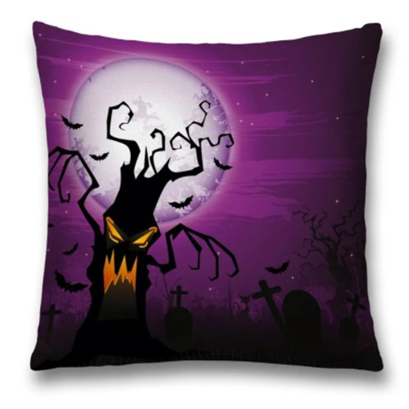 Подушка Halloween Terrible Tree Черный Пурпурно-фиолетовый в Омске | Loft Concept 