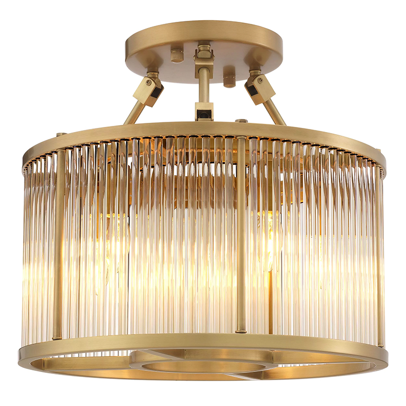 Потолочный светильник Eichholtz  Ceiling Lamp Bernardi S Brass Прозрачное Стекло Латунь в Омске | Loft Concept 