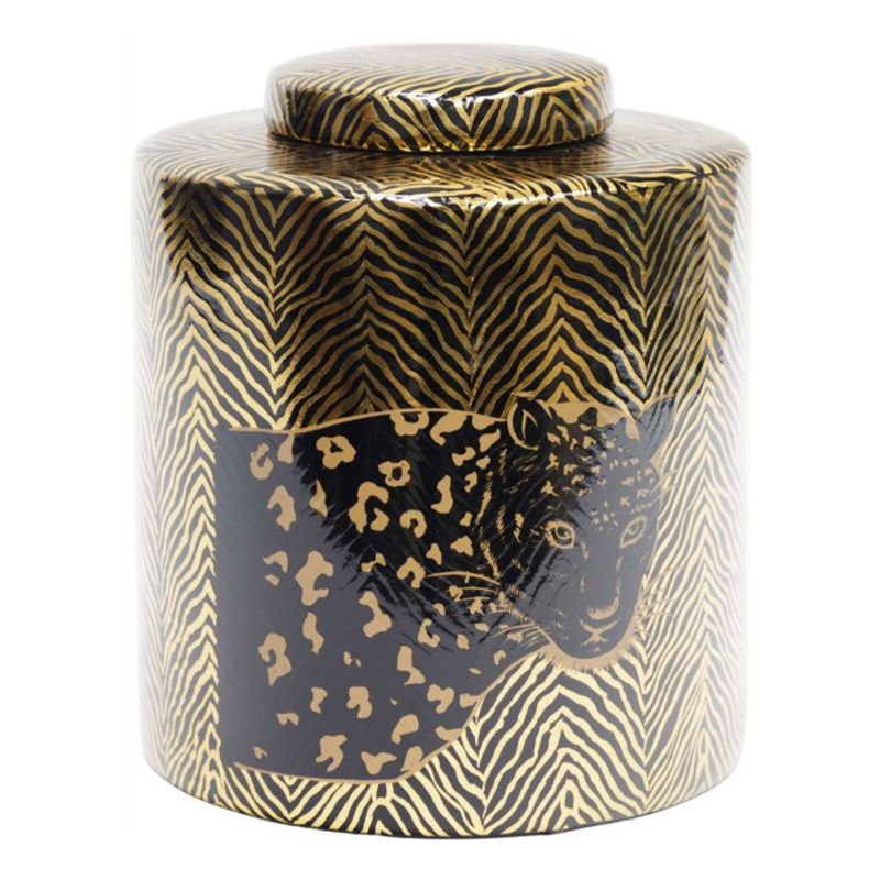 Ваза Leopard Vase black and gold 25 Черный Золотой в Омске | Loft Concept 