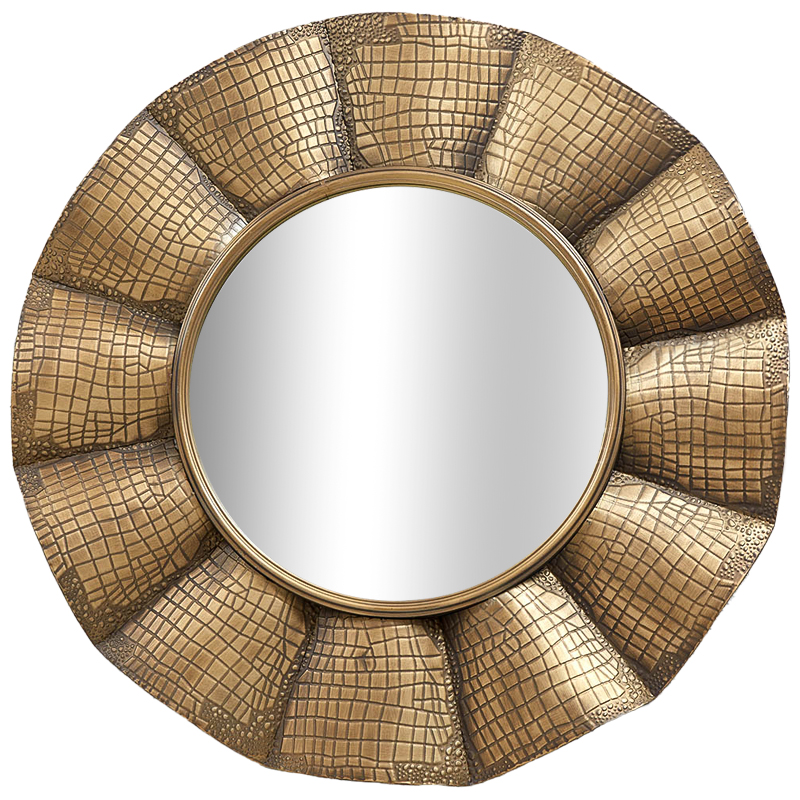 Круглое зеркало Aguirre Round Brass Mirror Латунь Зеркало в Омске | Loft Concept 