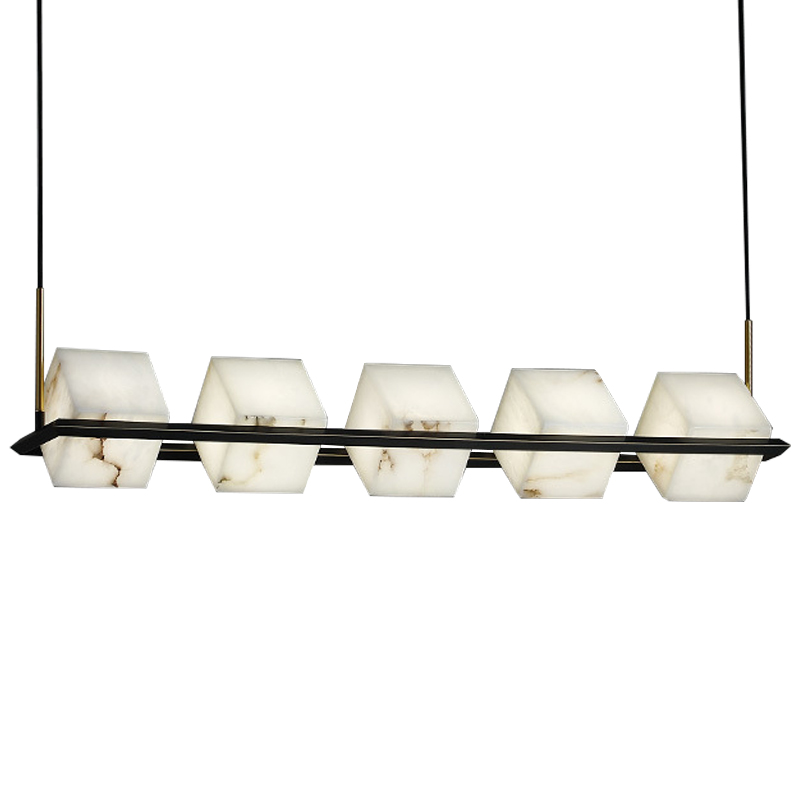 Люстра Marble Cubes Modern Light Chandelier 5 плафонов Черный Белый Мрамор Bianco Латунь в Омске | Loft Concept 