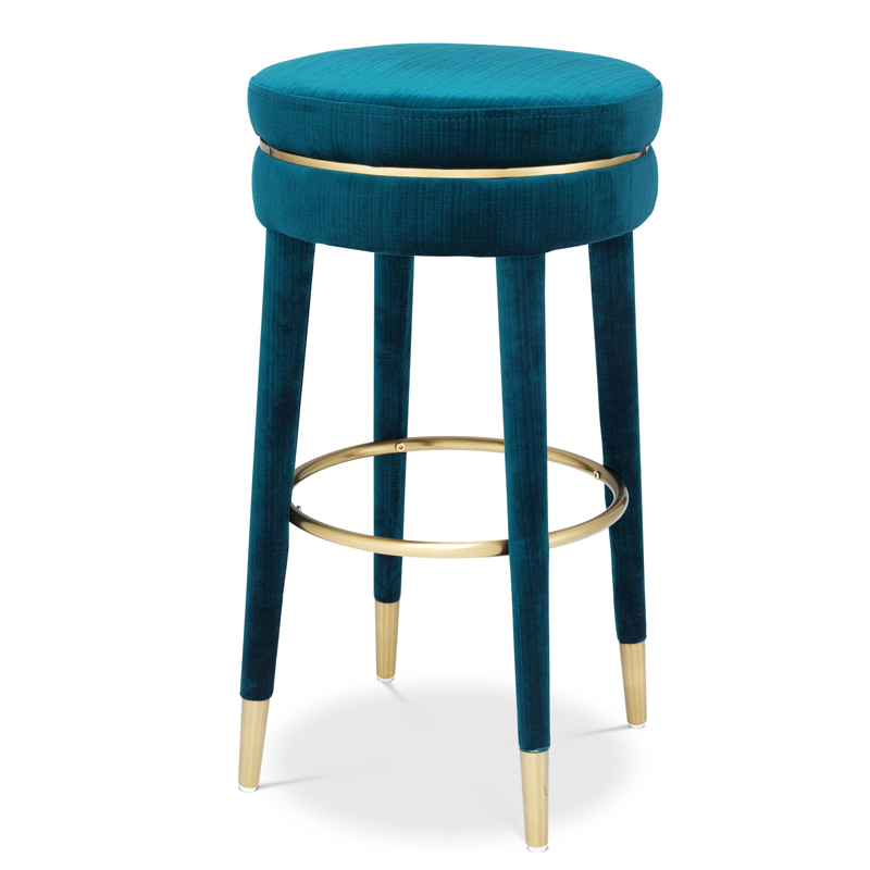 Барный стул Eichholtz Bar Stool Parisian blue Бирюзовый Латунь в Омске | Loft Concept 