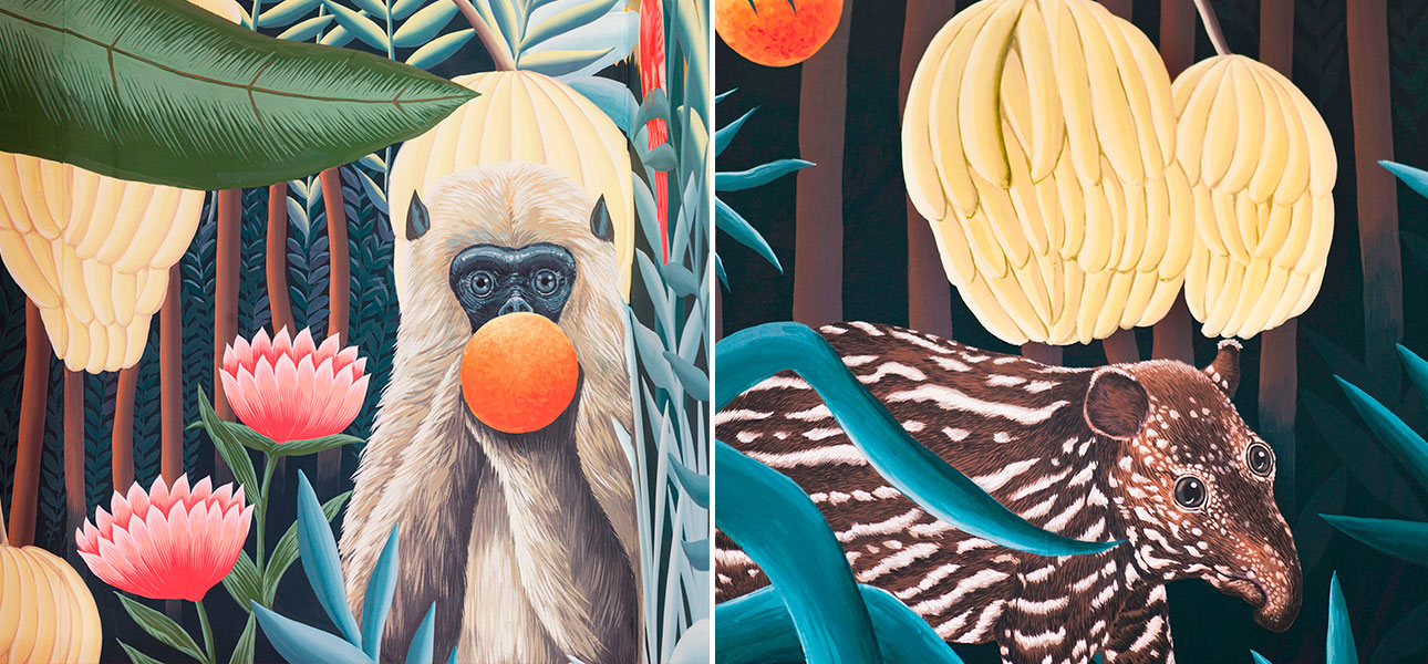 Обои ручная роспись Rousseau Rousseau on Deep Rich Gold gilded paper - фото