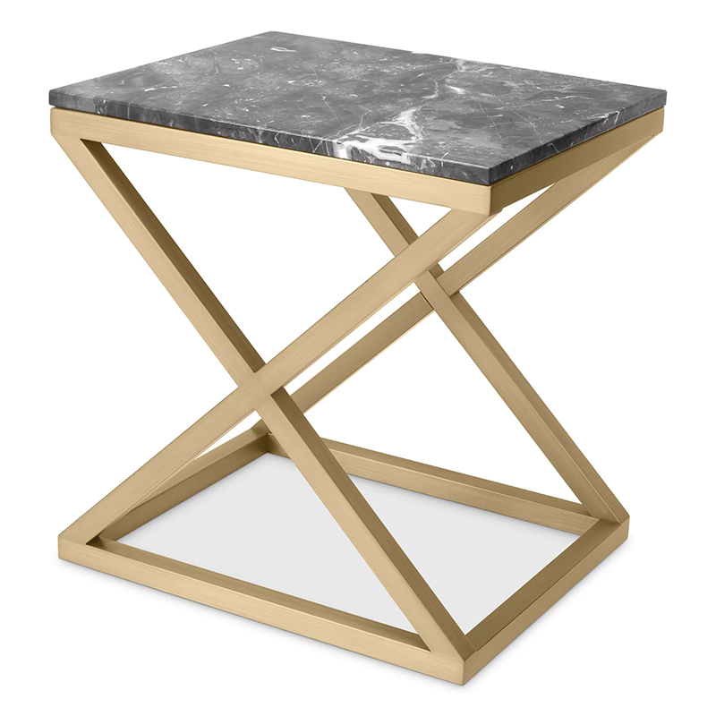 Приставной стол Eichholtz Side Table Criss Cross Латунь Серый в Омске | Loft Concept 