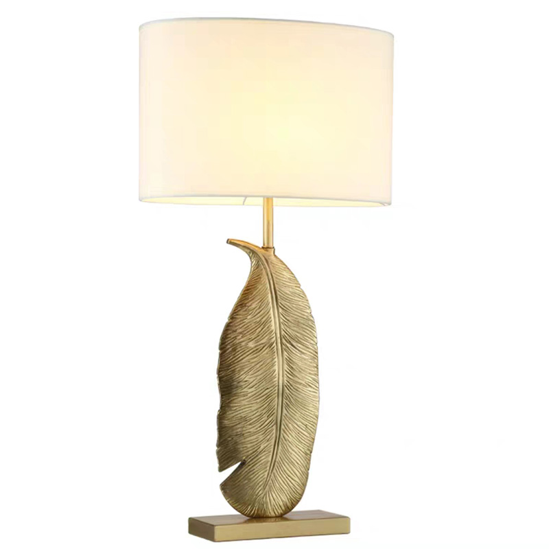 Настольная лампа Leaf Brass Table Lamp Золотой Белый Черный в Омске | Loft Concept 