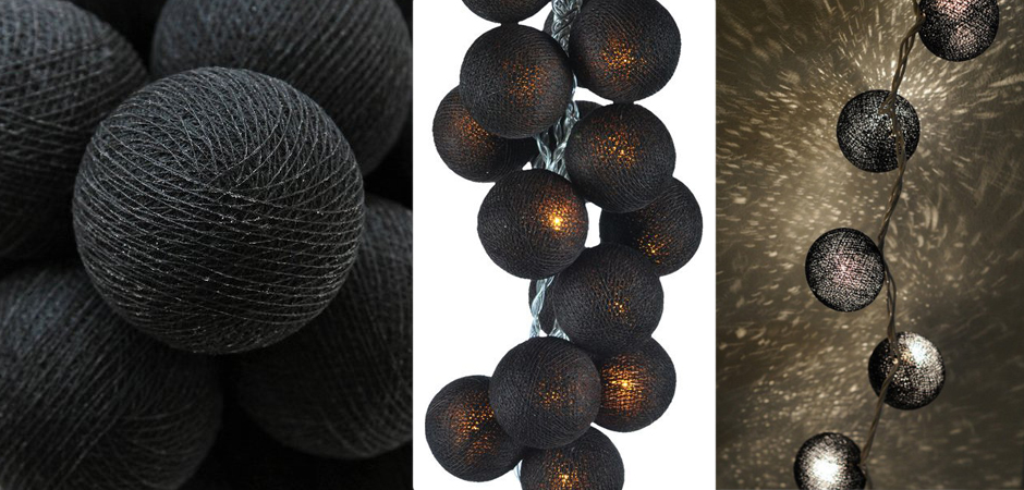 Гирлянда хлопковые фонарики Сotton Ball Ice Black - Loft-Concept в Омске
