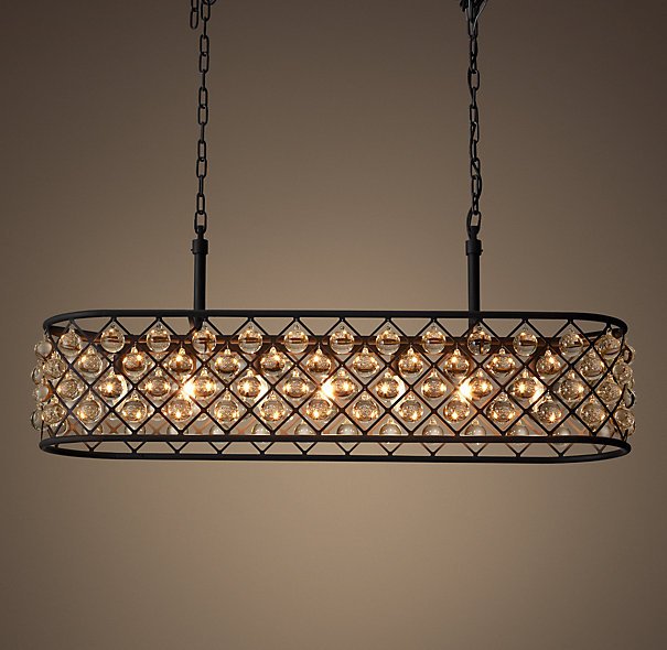 Люстра RH Spencer Rectangular Chandelier 100 Черный в Омске | Loft Concept 