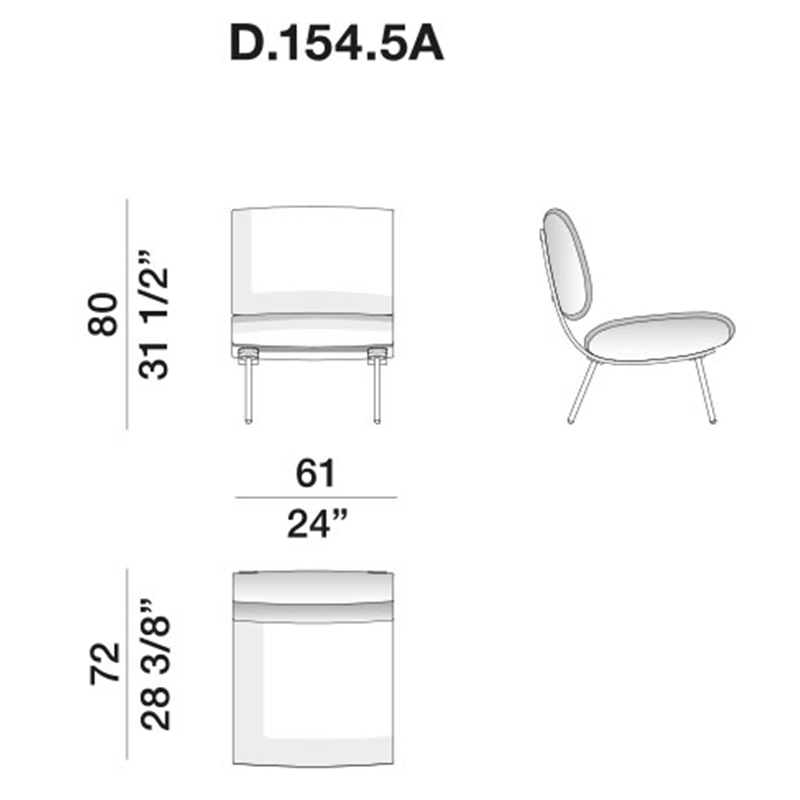 Дизайнерское кресло без подлокотников Gio Ponti ROUND D.154.5 Armchair в Омске