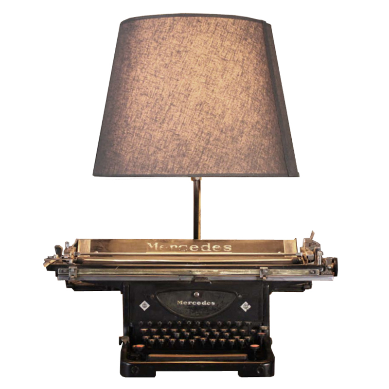 Настольная лампа Antique Typewriter Mercedes с абажуром Черный Настольная лампа Antique Typewriter Mercedes с абажуром Черный в Омске | Loft Concept