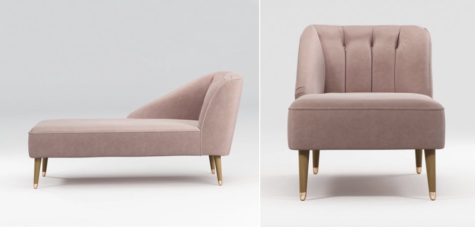 Кушетка Chaise Longue, Pink Cotton Velvet - Loft-Concept в Омске